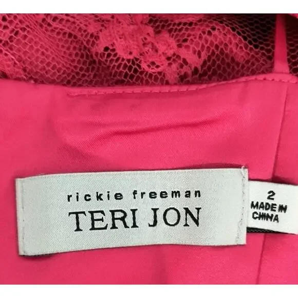 Rickie Freeman Teri Jon Gown Women's Size 2 Red Lace Formal Party Maxi Dress - Picture 2 of 16